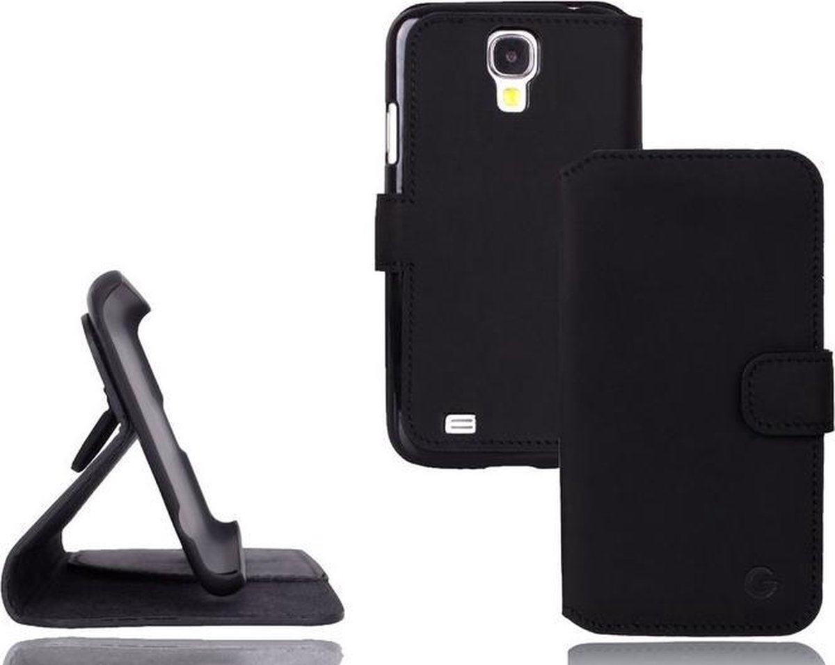 GUARD Lederen booktype hoes voor Samsung Galaxy S4 mat zwart