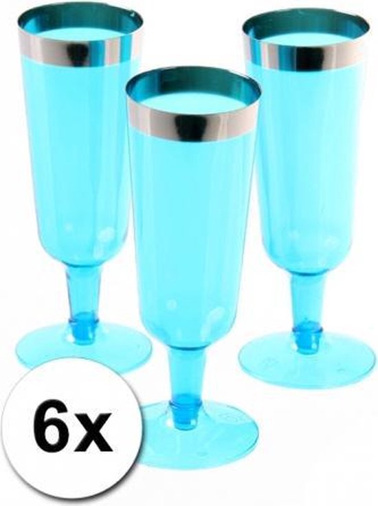 Plastic champagne glazen - 6 stuks - Blauw | bol.com