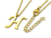 Amanto Ketting Letter H Gold - 316L Staal PVD - Alfabet - 17x16mm - 50cm