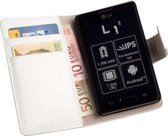 LELYCASE Bookcase Flip Cover Wallet Hoesje LG Optimus L1 2 E410 Wit