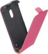 LELYCASE Lederen Flip Case Cover Hoesje Nokia Lumia 620 Roze