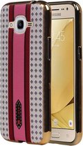 M-Cases Roze Paars Ruit Design TPU back case hoesje voor Samsung Galaxy J2 2016