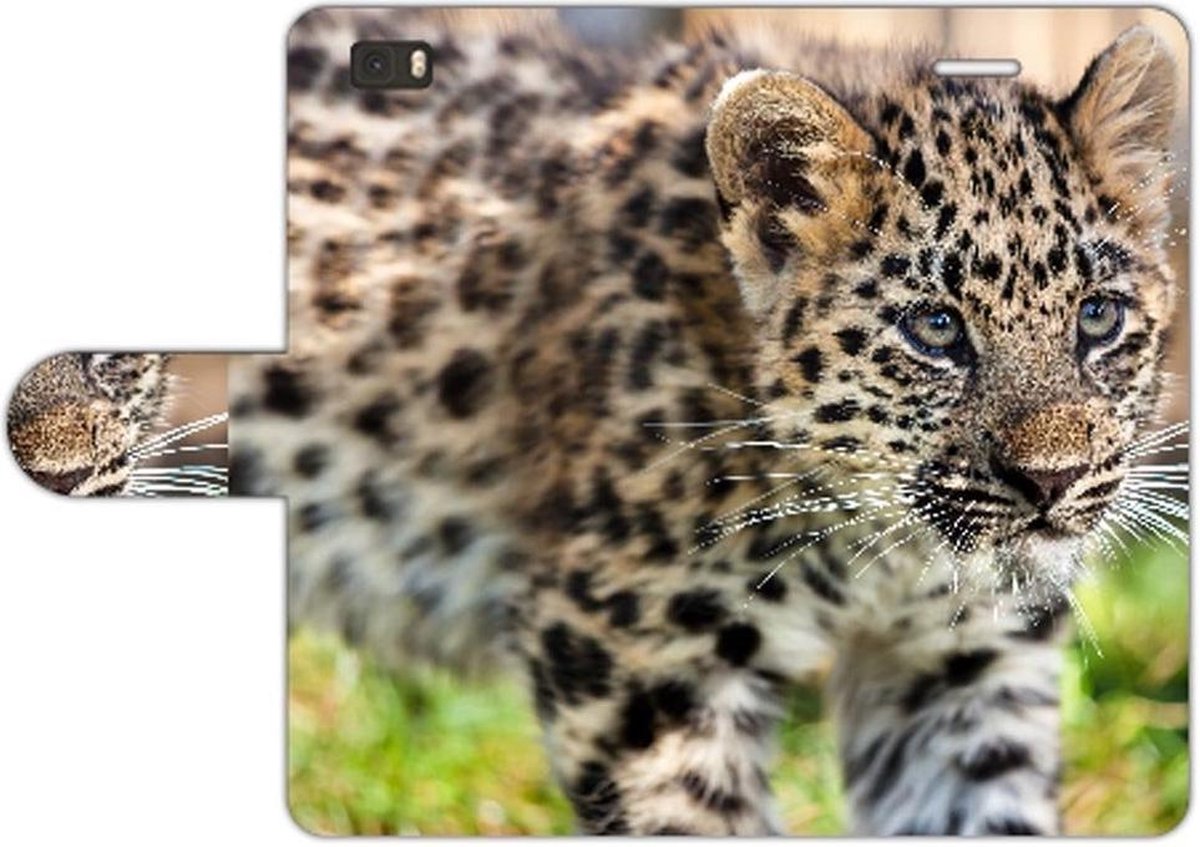 Huawei Ascend P8 Lite Telefoonhoesje met Pasjes Baby Luipaard
