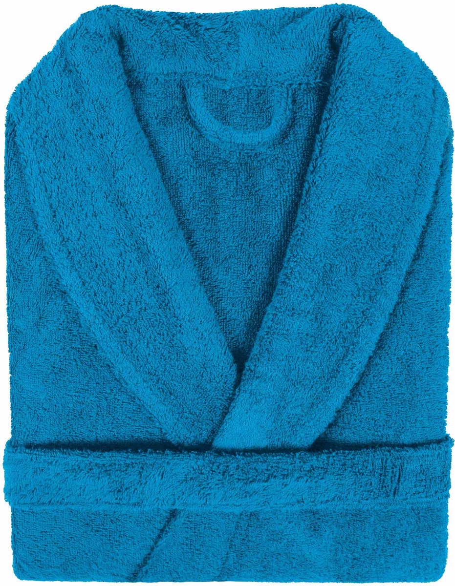 Badjas Badstof Uni Pure Royal met Shawlkraag maat M Turquoise - 1 stuks