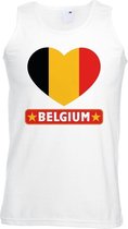 Belgie singlet shirt/ tanktop met Belgische vlag in hart wit heren 2XL