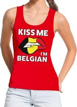 Kiss me I am Belgian tanktop / mouwloos shirt rood dames M