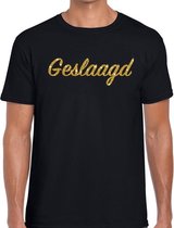 Geslaagd goud glitter tekst t-shirt zwart heren 2XL