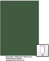 Benza Papier - Gekleurd Printpapier Hobbykarton 240 Gr. (Gram) A5 - Donkergroen - 30 Stuks (Wenskaarten)