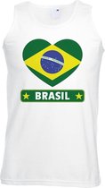 Brazilie hart vlag singlet shirt/ tanktop wit heren XL