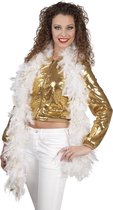 20 stuks: Boa 50 gr Glamour - wit met goud - 180cm