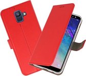 Rood booktype wallet case Hoesje voor Samsung Galaxy A6 2018