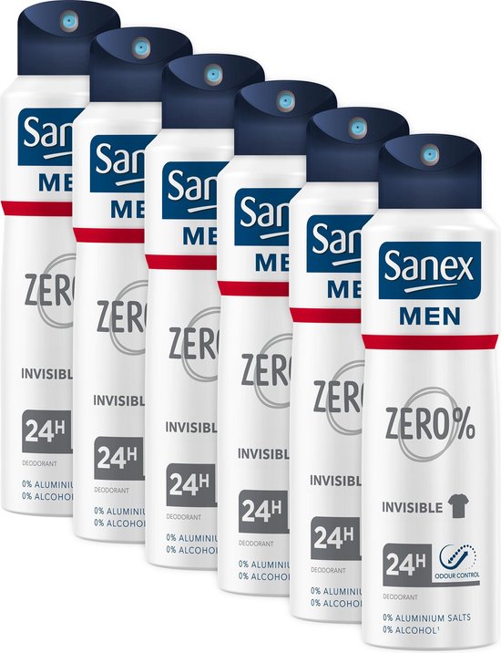 Sanex Men Zero Déodorant Invisible Spray 6 x 200ml