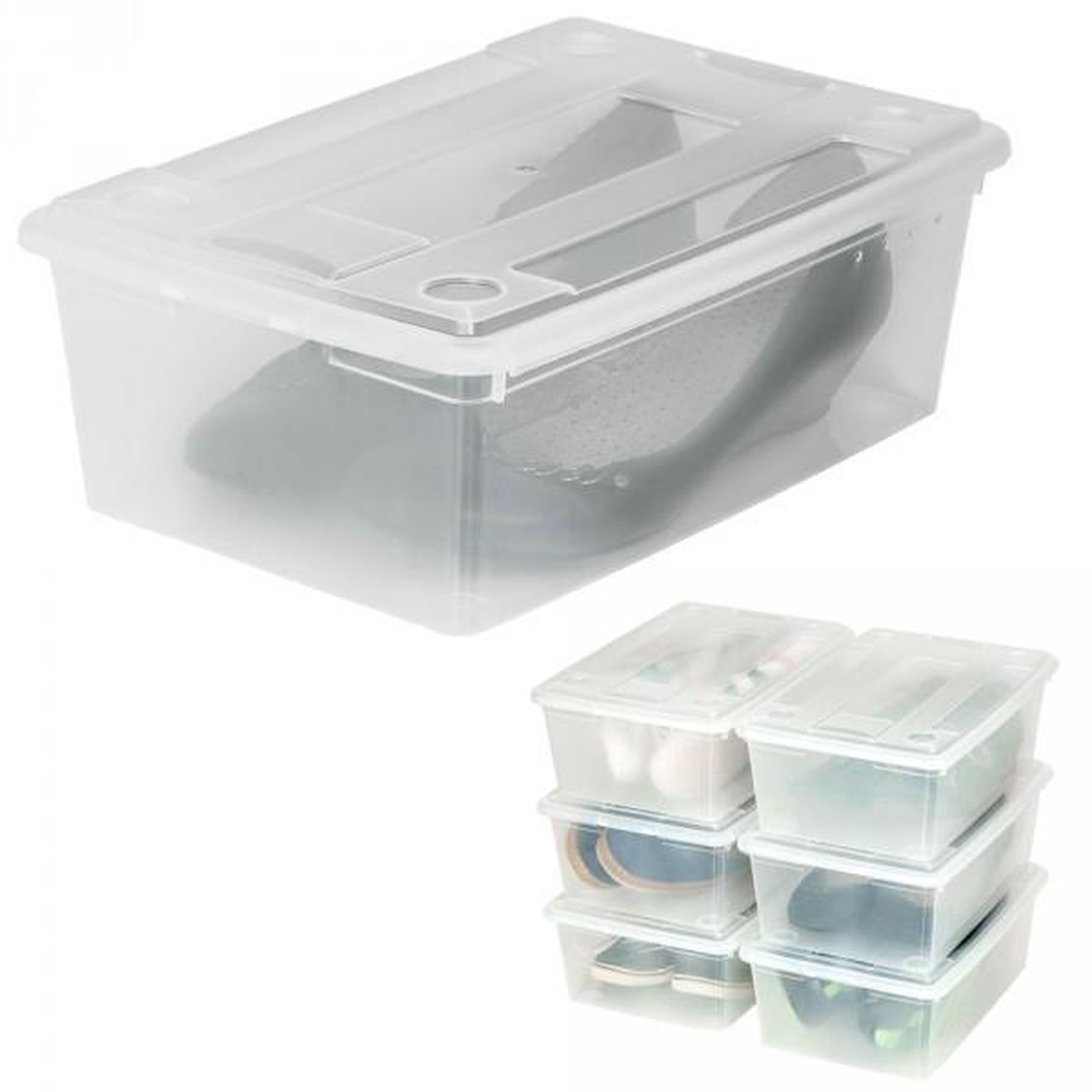 20x Plastic Transparante Schoenendozen Stapelbaar