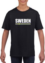 Zwart Zweden supporter t-shirt voor kinderen L (146-152)