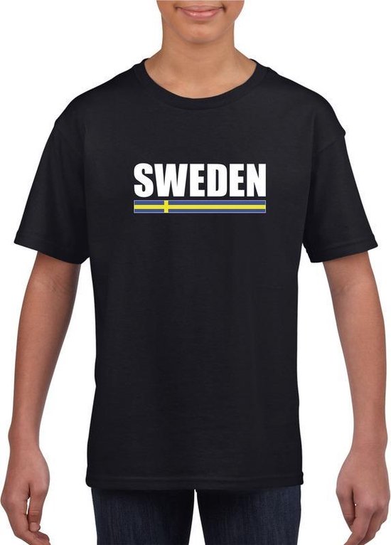 Zwart Zweden supporter t-shirt voor kinderen 146/152