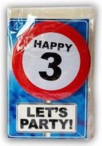 Happy Birthday kaart met button 3 jaar