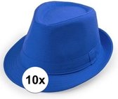 10x Blauw trilby verkleed hoedjes voor volwassenen