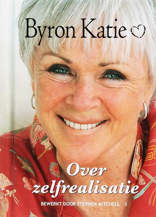 Boekomslag met close-up van Byron Katie, lachend, met een rode blouse met patroon.