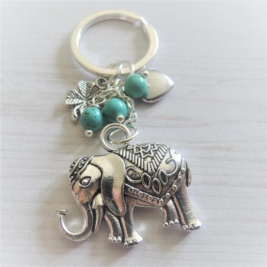 stad rukken overzee Sleutelhanger olifant in zilver, geluks klavertje uniek geschenk | bol.com
