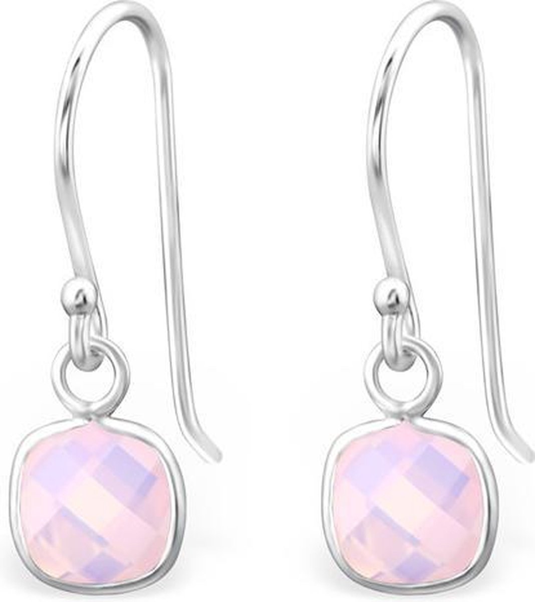 Montebello Oorbellen Didah Pink - 925 Zilver E-Coating - Opaal - 6x20mm