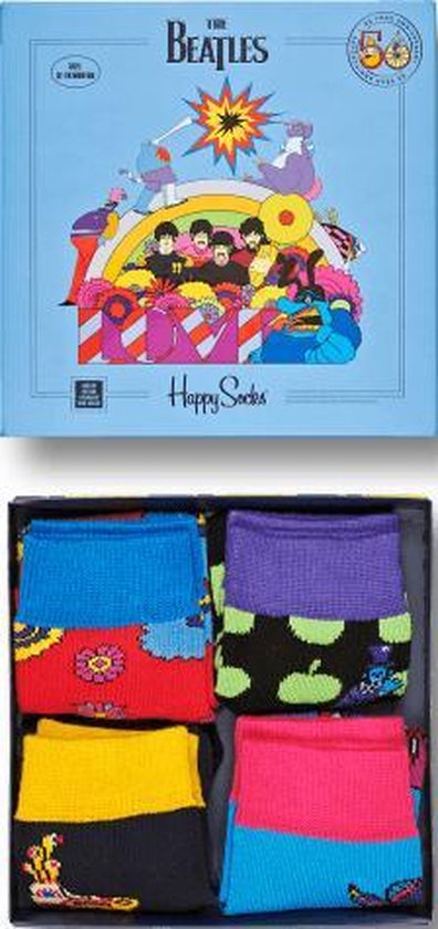 Happy Socks Kids The Beatles Limited Edition - 4-Pack Gift Box - Maat 13-21