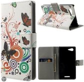 Sony Xperia E3 wallet agenda case hoesje vlinders kleuren