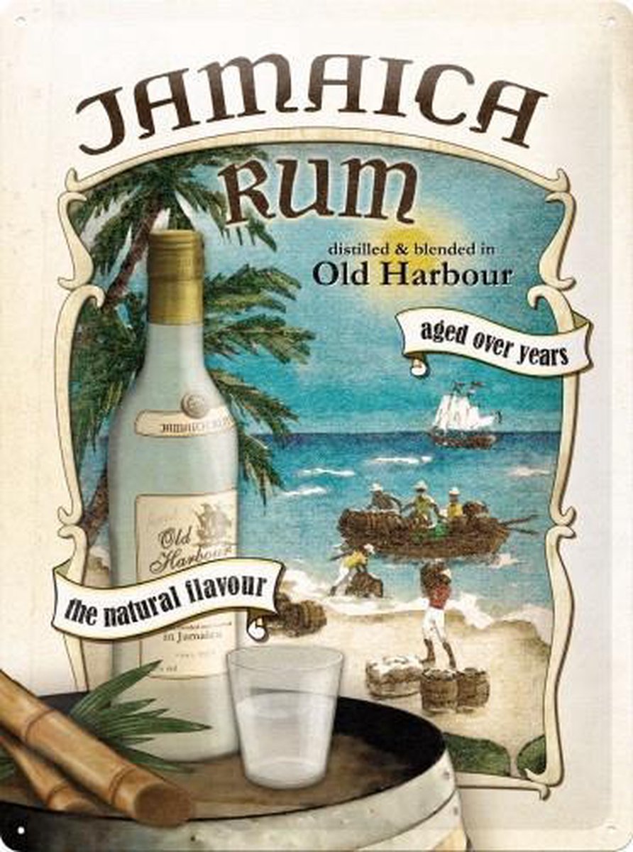 Nostalgic Art Merchandising Metalen Plaat 'Jamaica Rum' 30 x 40 cm funnymetalsigns Multi