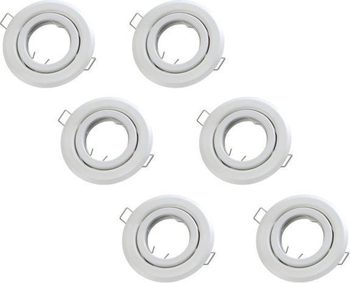 Groenovatie Inbouwspot - Rond - Kantelbaar - GU10 Fitting - Ø 100 mm - 6-Pack - Mat Wit