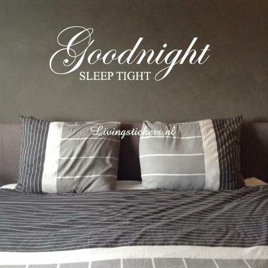 Slaapkamer muursticker - Goodnight sleep tight - Zwart - 40x100cm