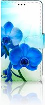 Geschikt voor Samsung Galaxy S10 Hoesje Bookcase Orchidee Blauw