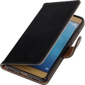 Zwart Pull-Up PU booktype wallet hoesje voor Huawei Honor 5c