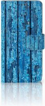 Geschikt voor Samsung Galaxy S10 Hoesje Bookcase Wood Blue