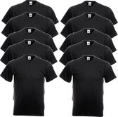 10 x Fruit of the Loom T-shirt à encolure en V ValueWeight Noir Taille S