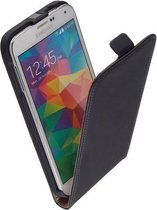 Zwart Lederen Flip case case Telefoonhoesje Samsung Galaxy S5 (Plus)