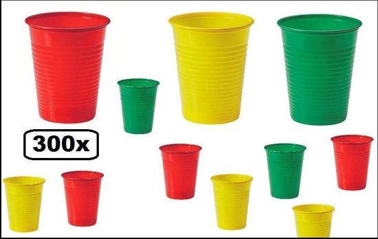 zelf Ongewijzigd Sicilië 300x Plastic bekers rood/groen/geel | bol.com