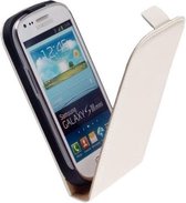 HC Flip case Leder case Telefoonhoesje - Samsung Galaxy S3 Mini Wit Creme