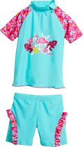 Playshoes - UV-zwempak tweedelig voor meisjes - Flamingo - Aqua / roze - maat 110-116cm