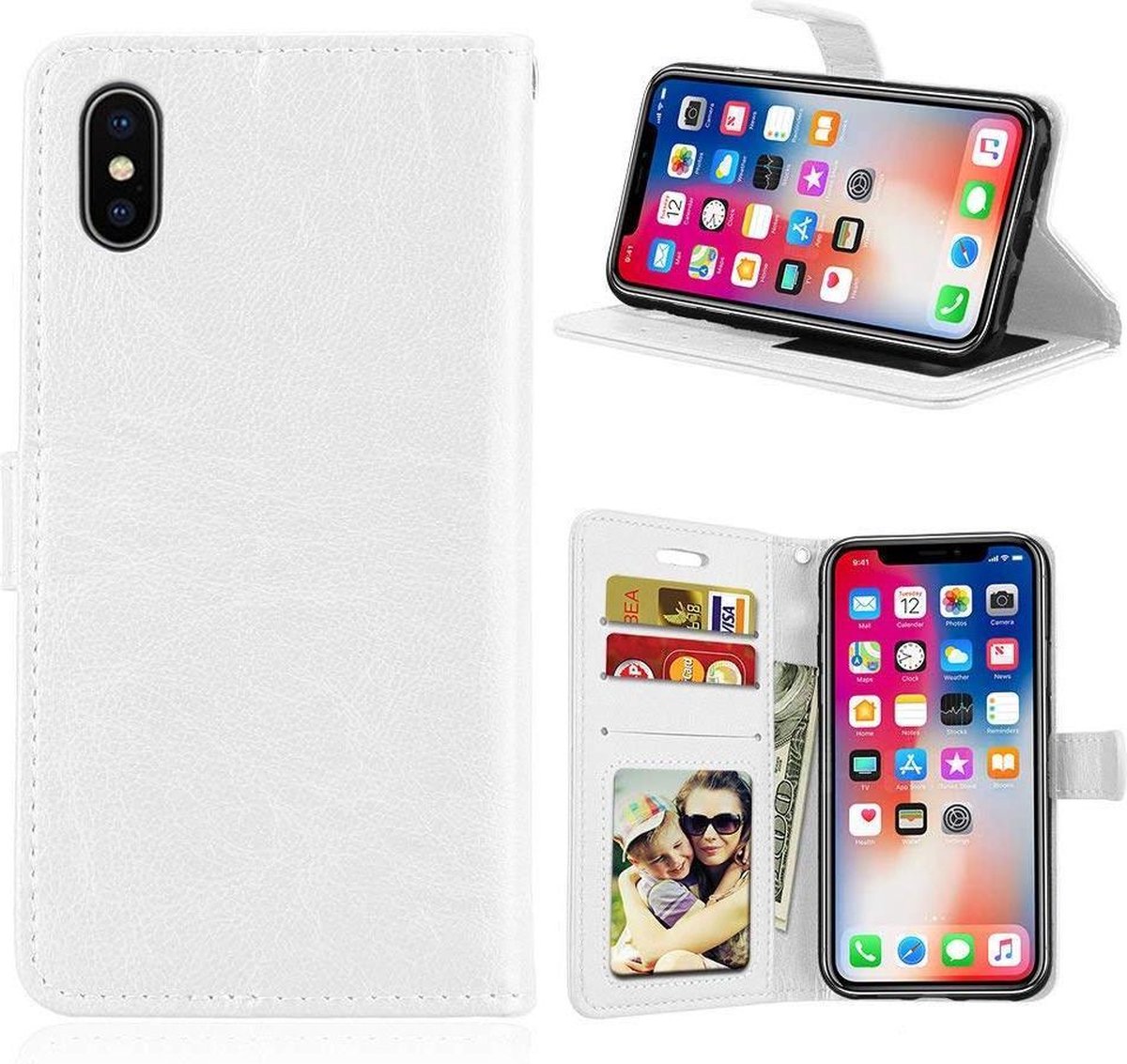 Telefoonhoes Portemonnee hoesje Geschikt voor: iPhone Xs Max - Wit