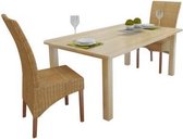 Eetkamerstoelen 2 stuks rattan bruin (incl. vloerviltjes)