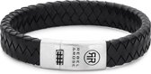 Rebel and Rose Absolutely Leather Braided Flat Black Armband  (Lengte: 18.00-19.50 cm) - Zwart