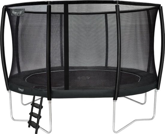 Etan Premium Gold Combi Deluxe Trampoline set - Ø427 cm - inc. sterke Deluxe Veiligheidsnet - UV-bestendige Randkussen - sterk Duits PVC - Extreem veilig - Hoogste springcomfort - Made in Europe - Nieuwste model - Grijs - Rond