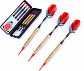 #DoYourDart - 3x Softtip dartpijlen - koperen barrel - aluminium shafts, 6x flights incl. Dartetui - 18,4g totaal gewicht pijlen - goudkleurig