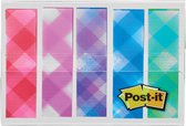 Index Post-it®, ensemble portable, motif à carreaux, 12 x 43 mm, 20 onglets / couleur, 5 couleurs / distributeur