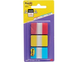 Post-itÂ® Index Strong, Blauw, Rood, Geel, 25.4 x 38 mm, 22 Tabs/Kleur/Dispenser