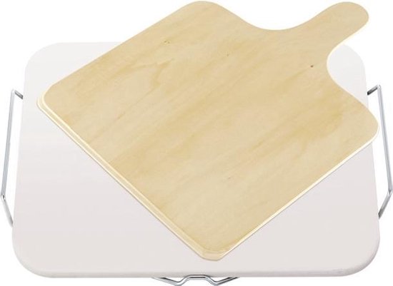 pizzasteen vierkant met houten schep | bol.com