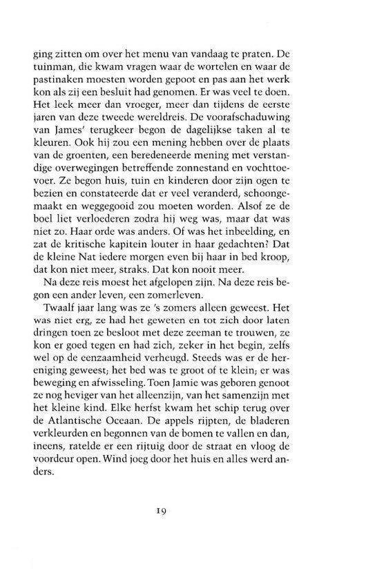 Pagina met tekst over de tuin, James en een reis over de oceaan.