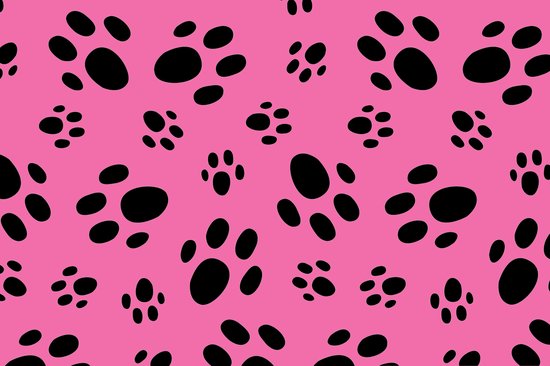 Papillon voerbak dieren placemat - Pootjes Roze 50x40 cm