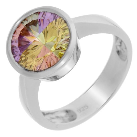 Orphelia Damesring 925 zilver gerhodineerd zirkonia wit rond