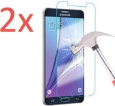 2x Screenprotector Geschikt voor Samsung Galaxy J3 (2015) - 2x (Two Pack / Duo Pack) Tempered Glass Screenprotector Transparant 2,5D 9H (Gehard Glas)