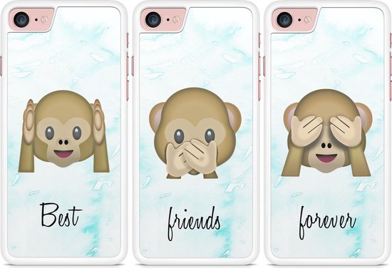 Verandering Zielig adopteren Casimoda best friends hoesjes - 3 toestellen - Emoji aapjes - iPhone 6/6s |  bol.com